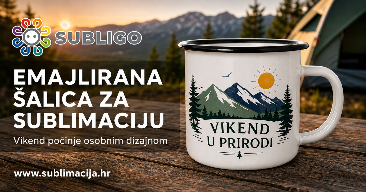 Personalizirana emajlirana šalica za vikend, izlet i boravak u prirodi